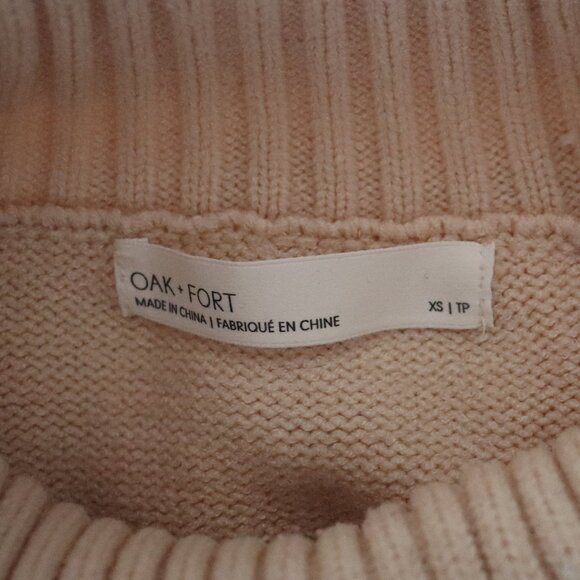 Oak + Fort Womens XS Cream Turtleneck Minimalist Knit Pullover Ribbed Sweater - Picture 9 of 11